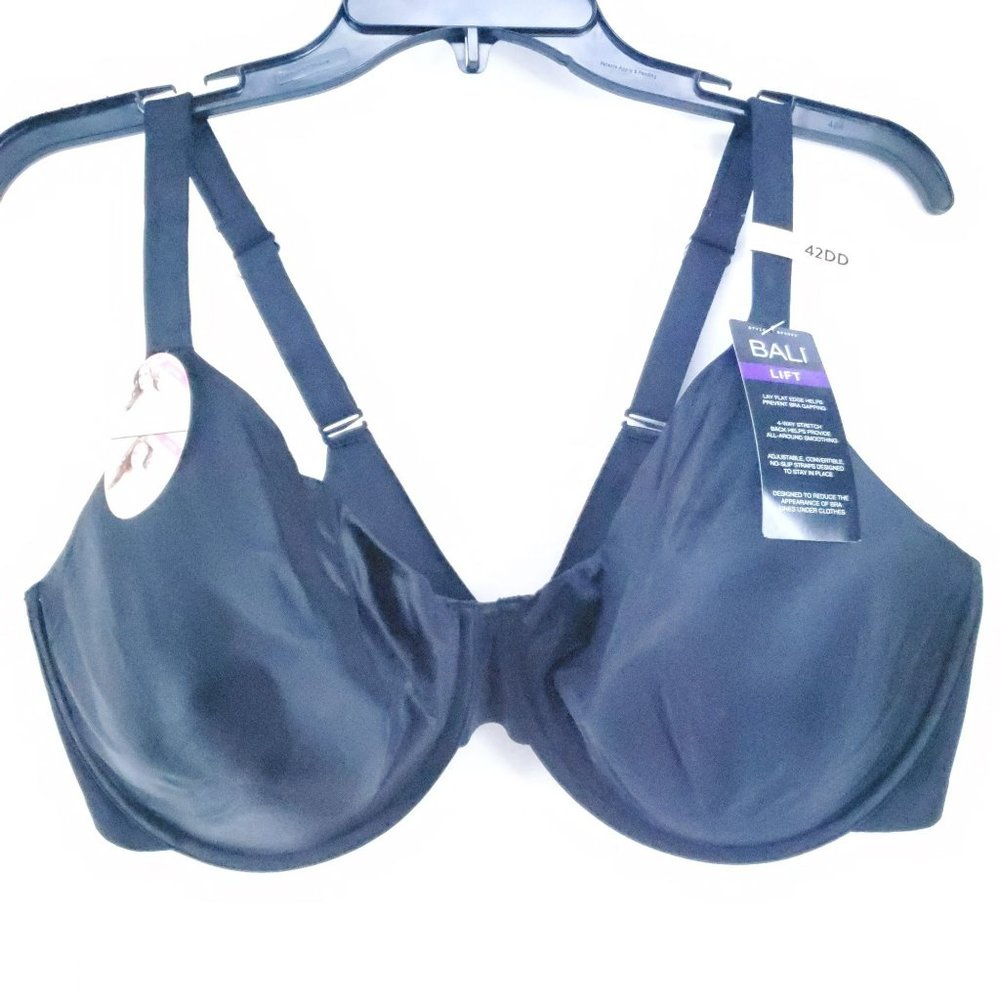 Bali Beauty Lift Bra Size 42DD Black Invisible Support Underwire